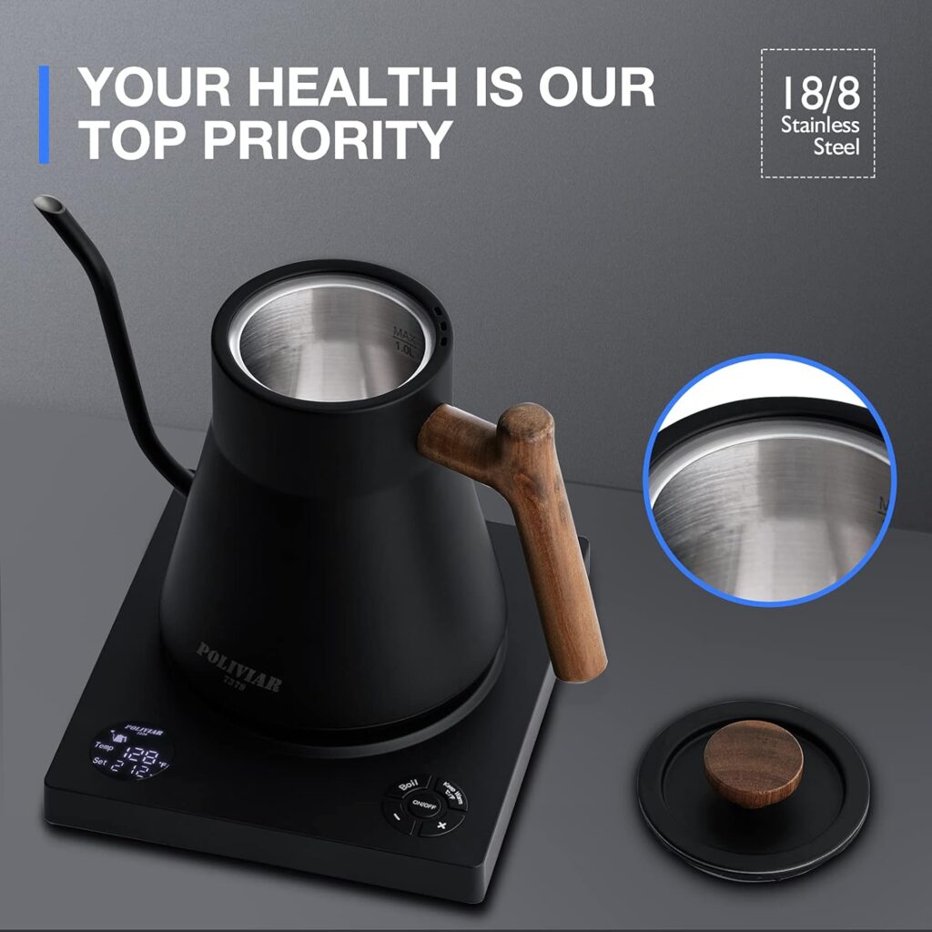 POLIVIAR Electric Gooseneck Kettle Review Stainless Steel Tea Kettles